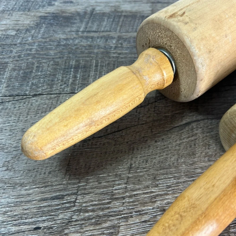 Two Vintage wooden Rolling Pins farmhouse collect‎ decor staging
